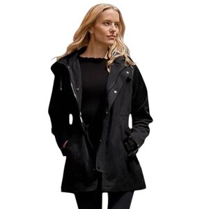Kristen Blake Women’s Hooded Jacket Parka Raincoat Black Size M